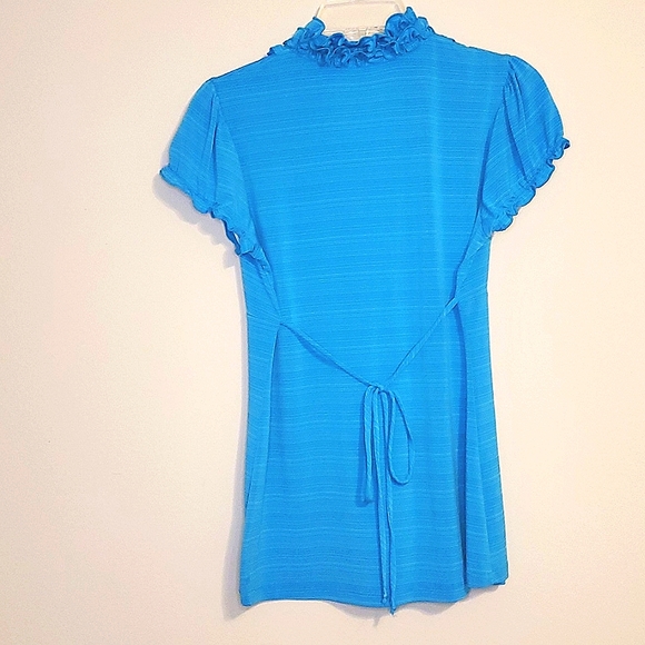 M Blue Ruffle Blouse - Picture 3 of 4